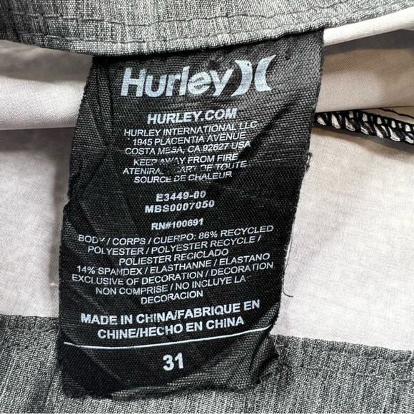 Hurley Mens Boardshort Phantom Zion Zip Pocket Black Surf Swim Trunk Size 31 - Picture 9 of 11